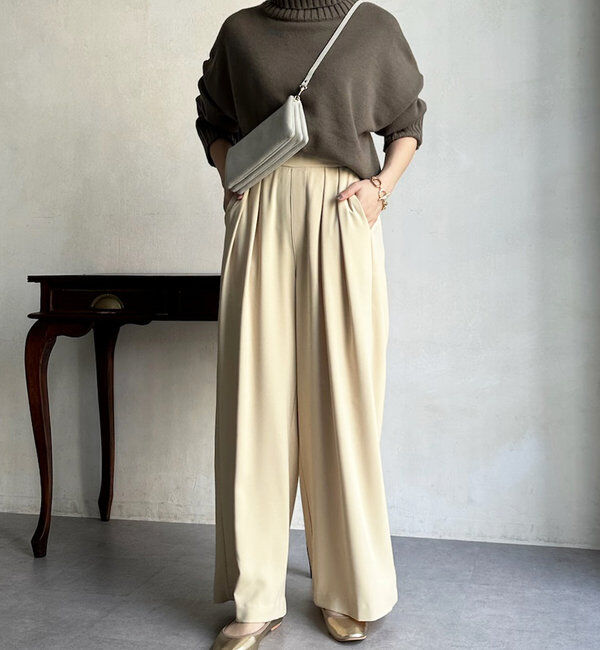  「【累計販売数3万枚突破/23色4サイズ展開！】タックワイドパンツ」|チノ|