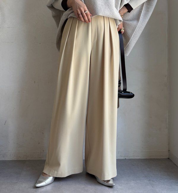  「【累計販売数3万枚突破/23色4サイズ展開！】タックワイドパンツ」|チノ|