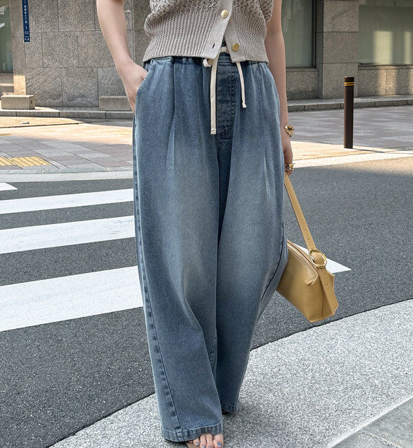  「【新色追加】デニムワイドイージーパンツ」|デニム|