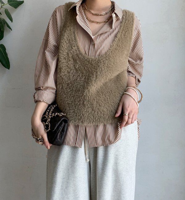  「前後2WAYシャギーニットタンクベスト」|ニット・セーター|