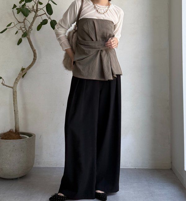  「【新色追加】チュールフロッキーシアー切替TEE」|Tシャツ・カットソー|