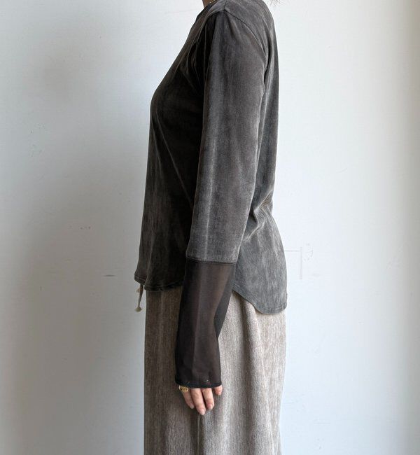  「【新色追加】チュールフロッキーシアー切替TEE」|Tシャツ・カットソー|