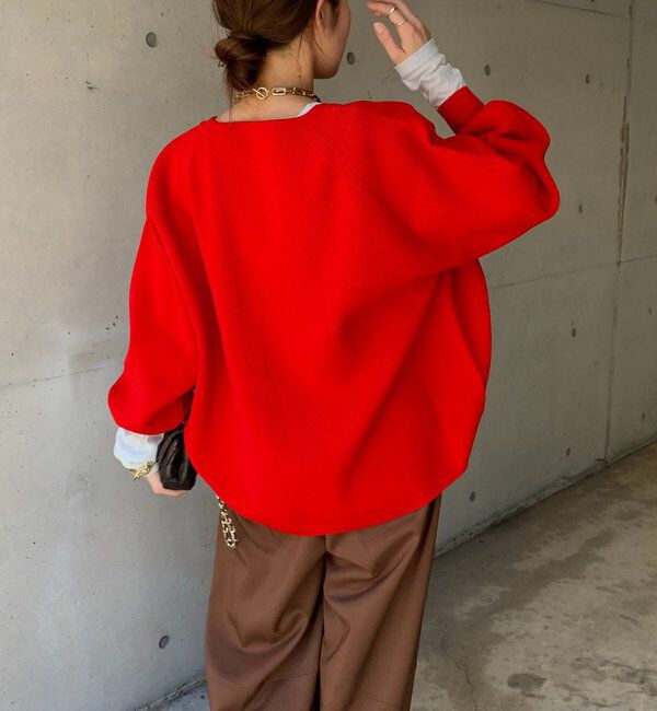  「ストレッチヤーン片畦ポンチョニット」|ニット・セーター|