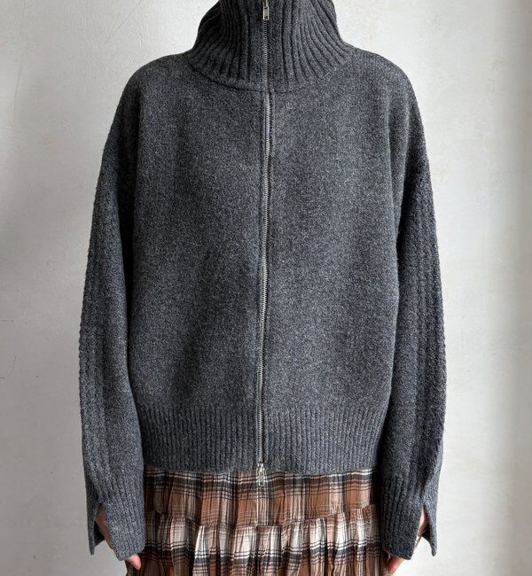  「【WEB限定】ダブルジップニットブルゾン」|カーディガン|