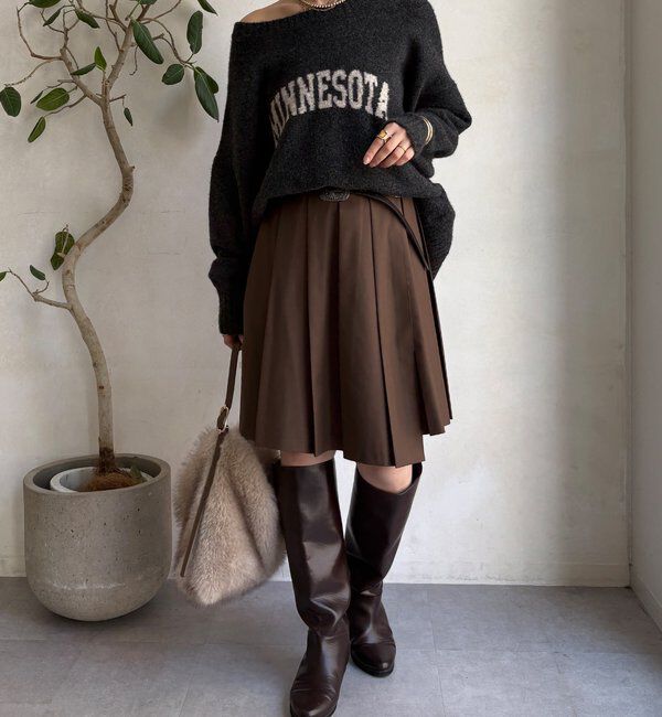  「ミドル丈プリーツスカート」|スカート|