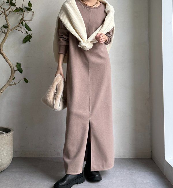  「ブークレーダンボールロングスリーブワンピース」|ワンピース|モカ