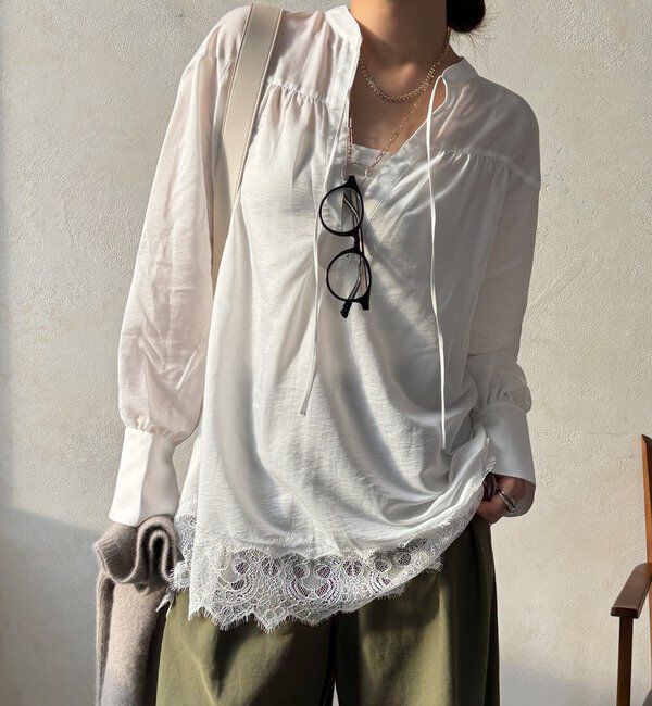  「レース切替チュニック」|シャツ・ブラウス|