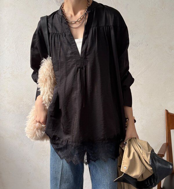  「レース切替チュニック」|シャツ・ブラウス|