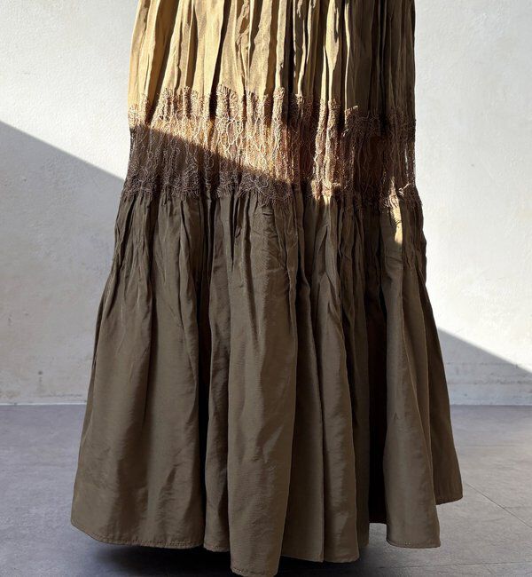  「レース切替ワッシャースカート」|スカート|