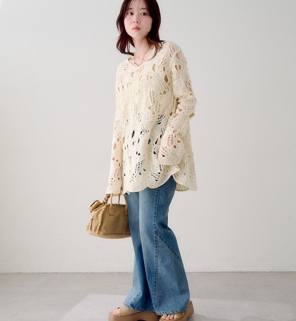  「透かしあみレースミニワンピース」|ワンピース|