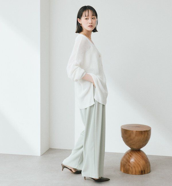  「【ウォッシャブル】【シーズンレスで使える】タックワイドスラックス」|チノ|