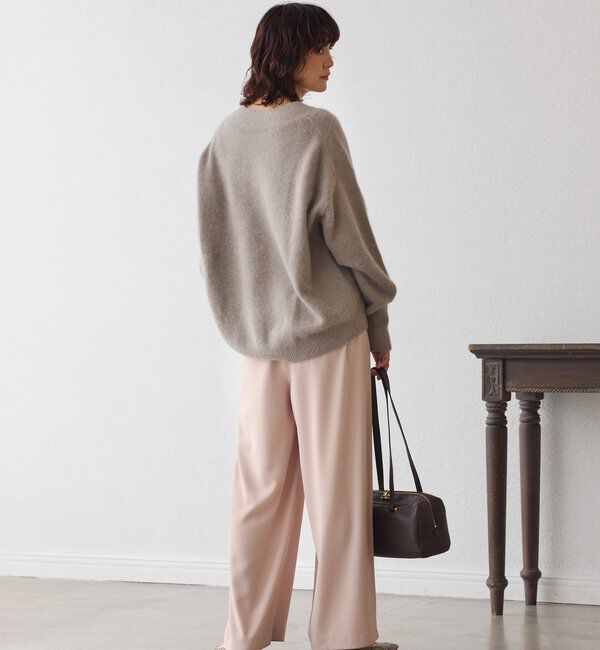  「【ウォッシャブル】【シーズンレスで使える】タックワイドスラックス」|チノ|