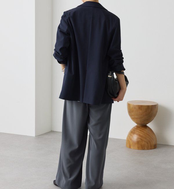  「【ウォッシャブル】【シーズンレスで使える】タックワイドスラックス」|チノ|