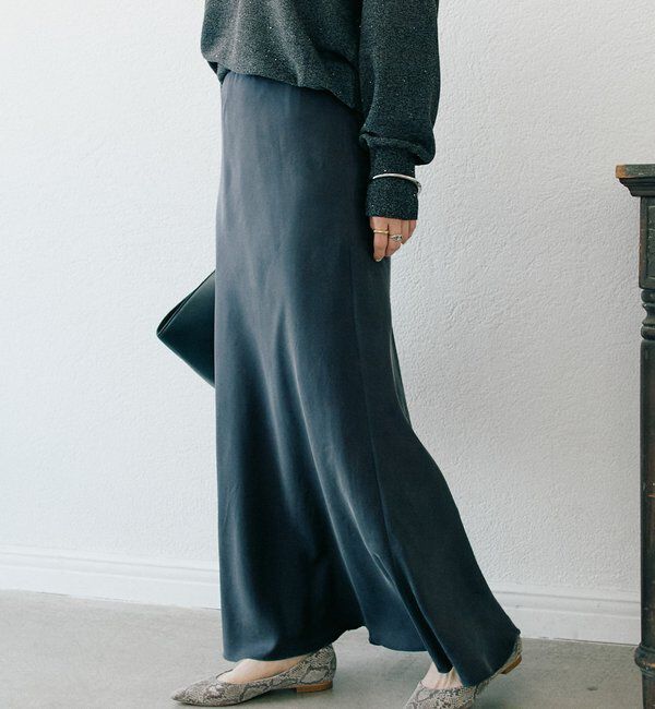  「【上品な揺れ感】キュプラ混バイアススカート」|スカート|