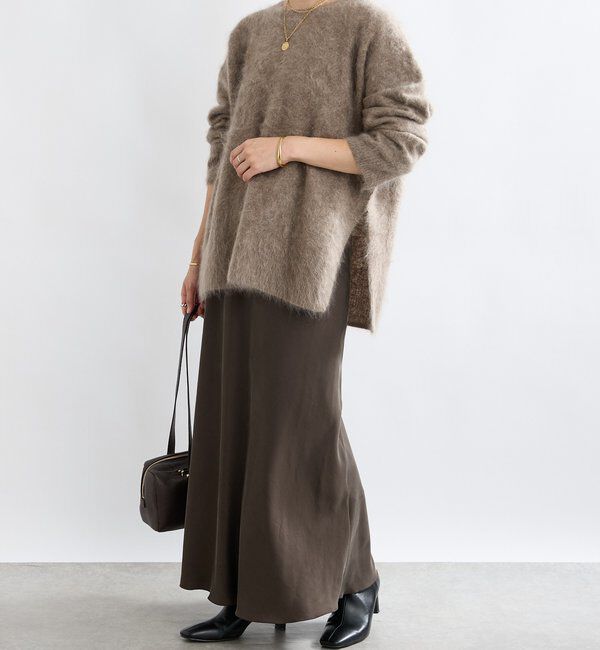  「【ヘアリーな質感】起毛ウールサイドスリットニット」|ニット・セーター|