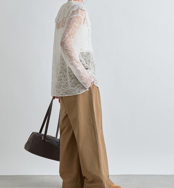  「【繊細なレースがアクセントに】フリルカラーレースブラウス」|シャツ・ブラウス|