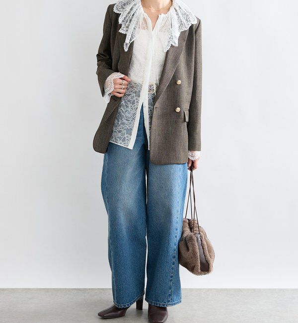  「【繊細なレースがアクセントに】フリルカラーレースブラウス」|シャツ・ブラウス|