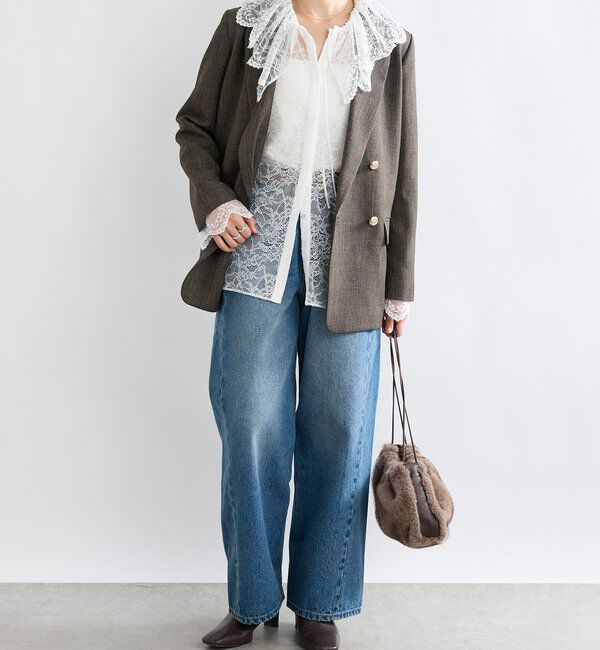  「【繊細なレースがアクセントに】フリルカラーレースブラウス」|シャツ・ブラウス|