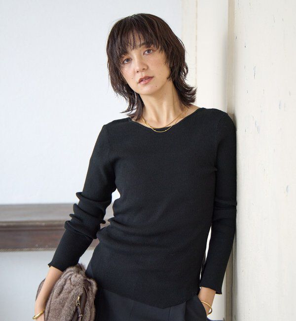  「【女性らしい抜け感】スクエア2WAYリブニット」|ニット・セーター|