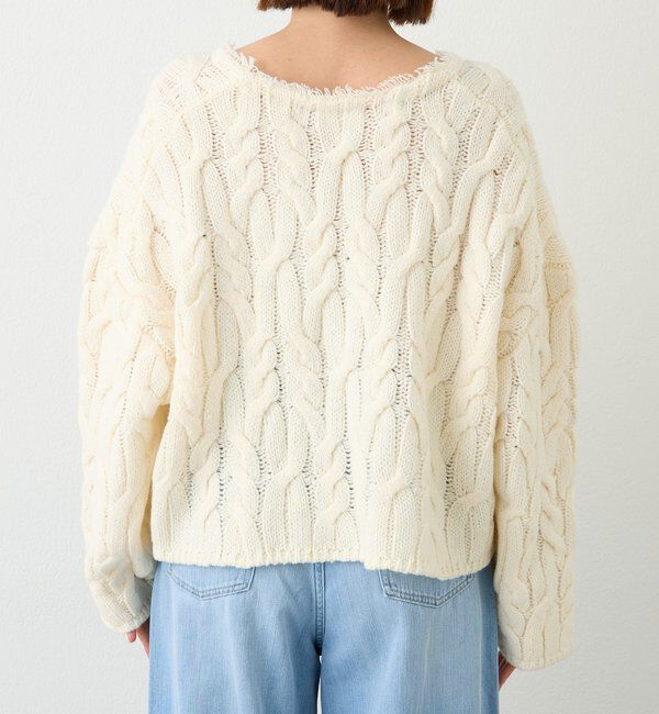  「【大人のこなれ感を演出】フリンジネックケーブルニット」|ニット・セーター|