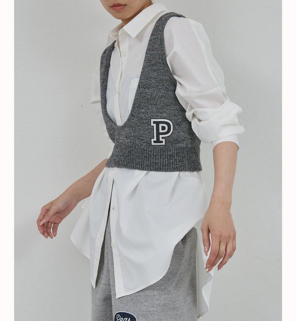  「【PEAS】レタードニットベスト」|ニット・セーター|