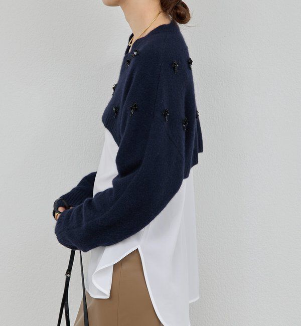  「【25th記念アイテム】ビジューショートVニット」|ニット・セーター|