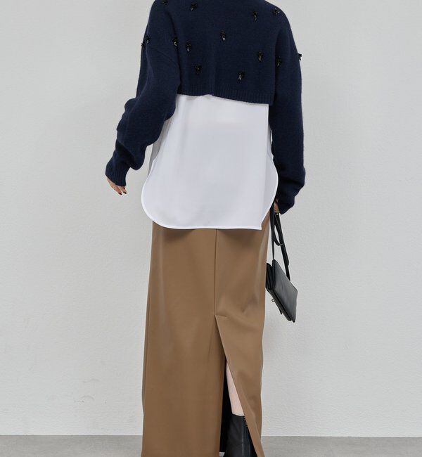  「【25th記念アイテム】ビジューショートVニット」|ニット・セーター|