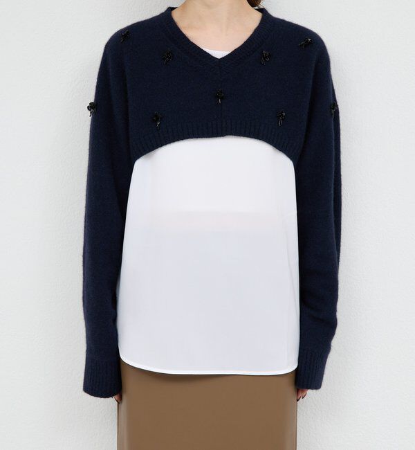 「【25th記念アイテム】ビジューショートVニット」|ニット・セーター|