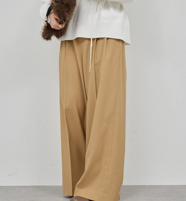 「ベルトレスタックワイドパンツ」|チノ|