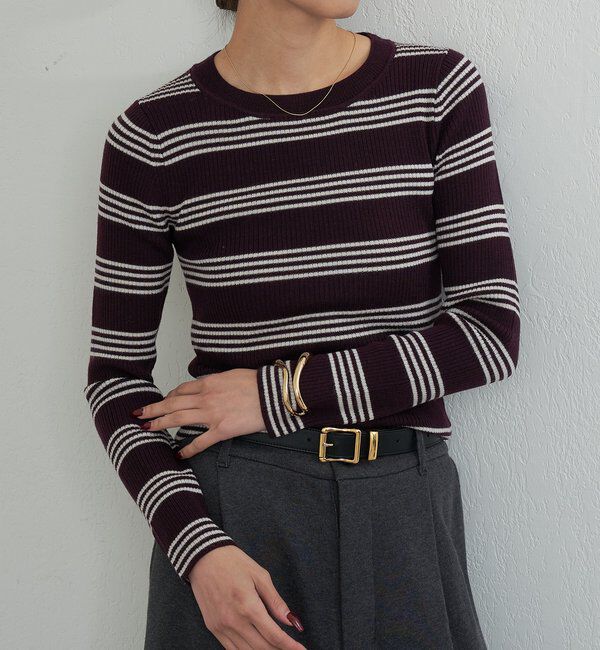 「【手洗い可】【HERITANOVUM】ボーダークループルオーバー」|ニット・セーター|