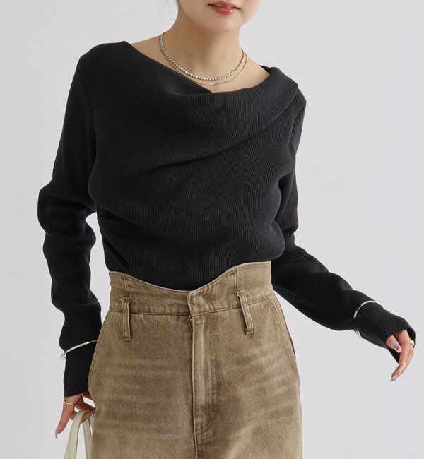  「オフショルリブニット」|ニット・セーター|