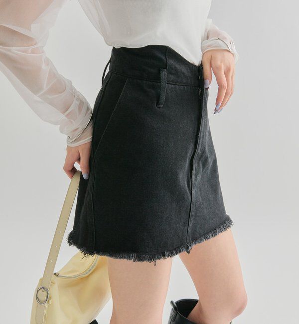  「ウェーブデニム ミニスカート」|スカート|