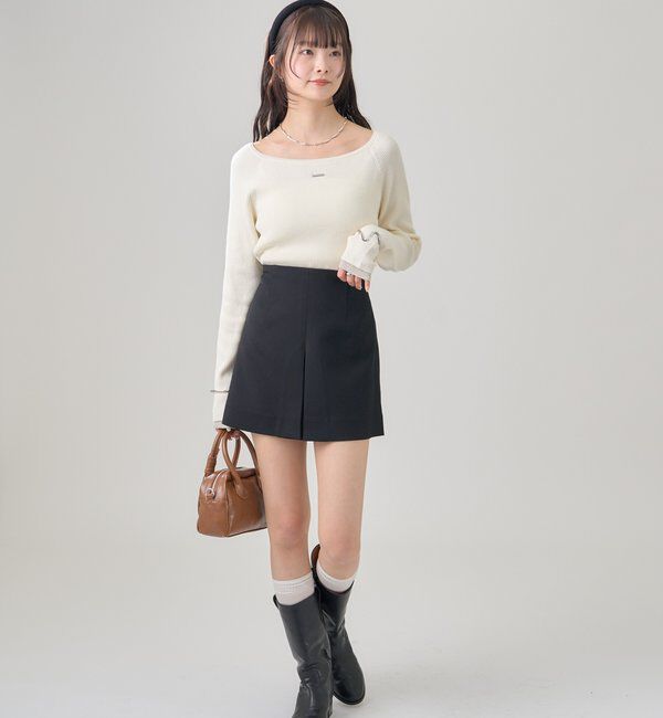  「プレート付きクルーリブニット」|ニット・セーター|