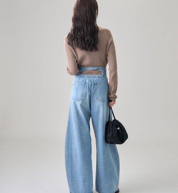  「プレート付きクルーリブニット」|ニット・セーター|