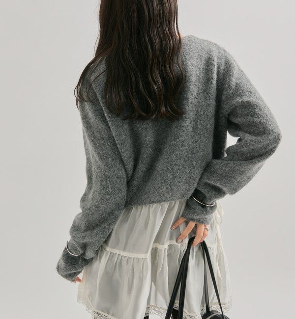  「スクエアネックニットカーディガン」|カーディガン|