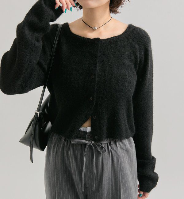 「スクエアネックニットカーディガン」|カーディガン|