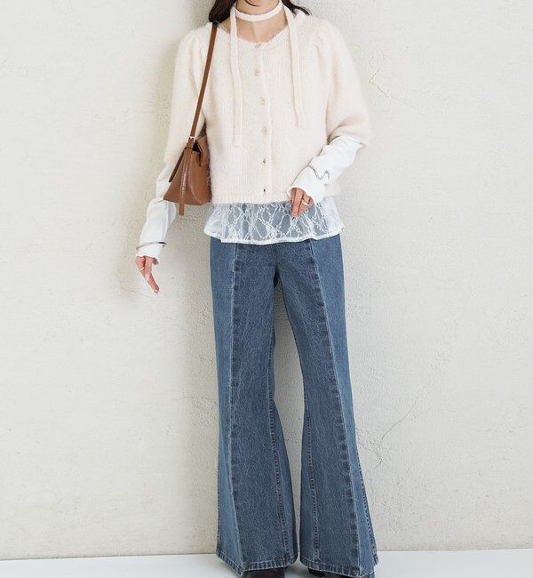  「ふわふわ半袖ニット カーディガン」|カーディガン|