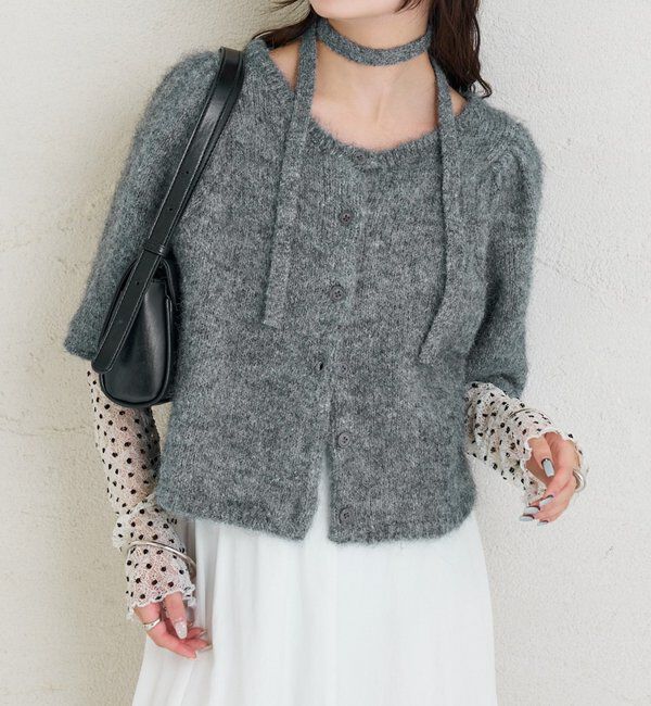  「ふわふわ半袖ニット カーディガン」|カーディガン|