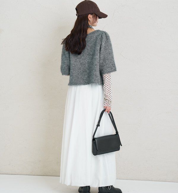  「ふわふわ半袖ニット カーディガン」|カーディガン|