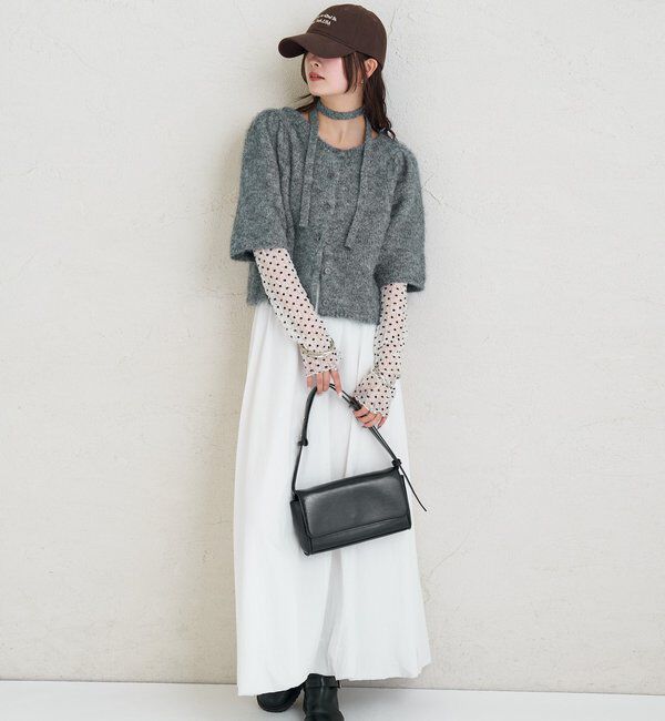  「ふわふわ半袖ニット カーディガン」|カーディガン|