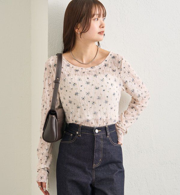  「レース花柄シアーロンT」|Tシャツ・カットソー|