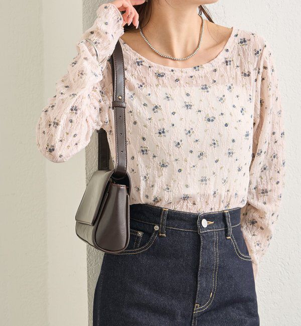  「レース花柄シアーロンT」|Tシャツ・カットソー|