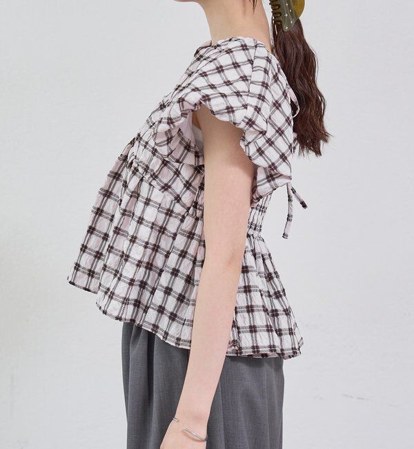  「チェックパフブラウス」|シャツ・ブラウス|