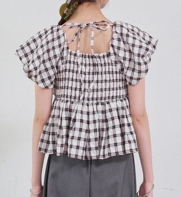  「チェックパフブラウス」|シャツ・ブラウス|