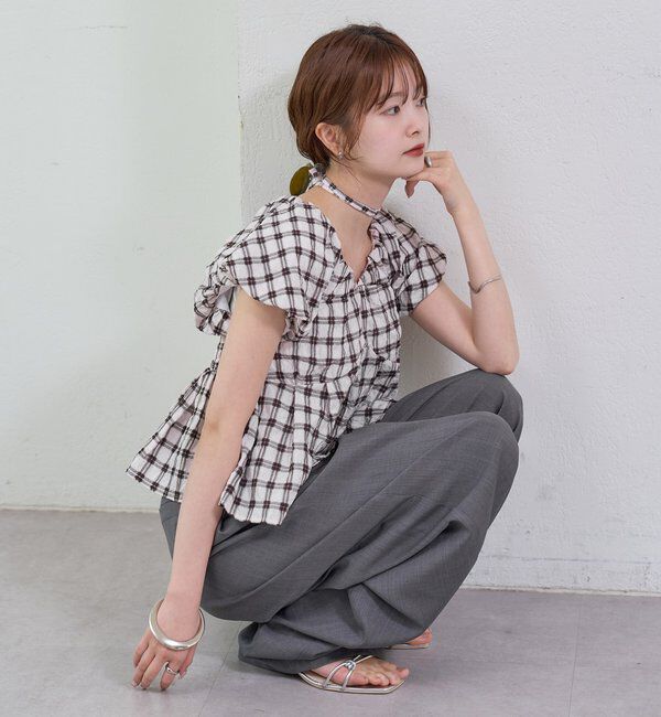  「チェックパフブラウス」|シャツ・ブラウス|