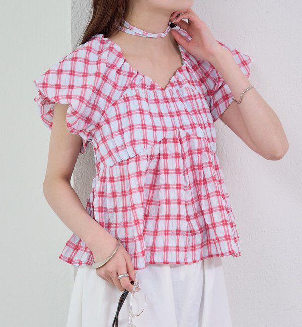  「チェックパフブラウス」|シャツ・ブラウス|