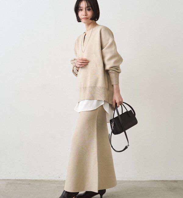  「【@_shirabe.s_コラボ】スウェットライクスキッパーニット」|ニット・セーター|