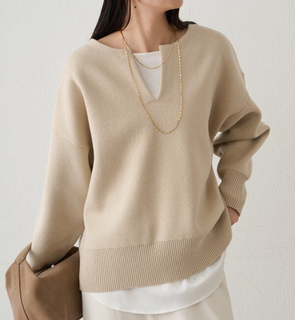  「【@_shirabe.s_コラボ】スウェットライクスキッパーニット」|ニット・セーター|