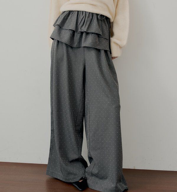  「【SALON by Chico】取り外しフリルルーズスラックスパンツ」|チノ|