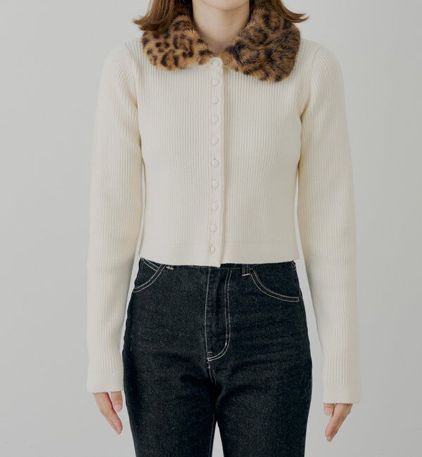  「【SALON by Chico】ファー襟取り外しコンパクトトップス」|ニット・セーター|